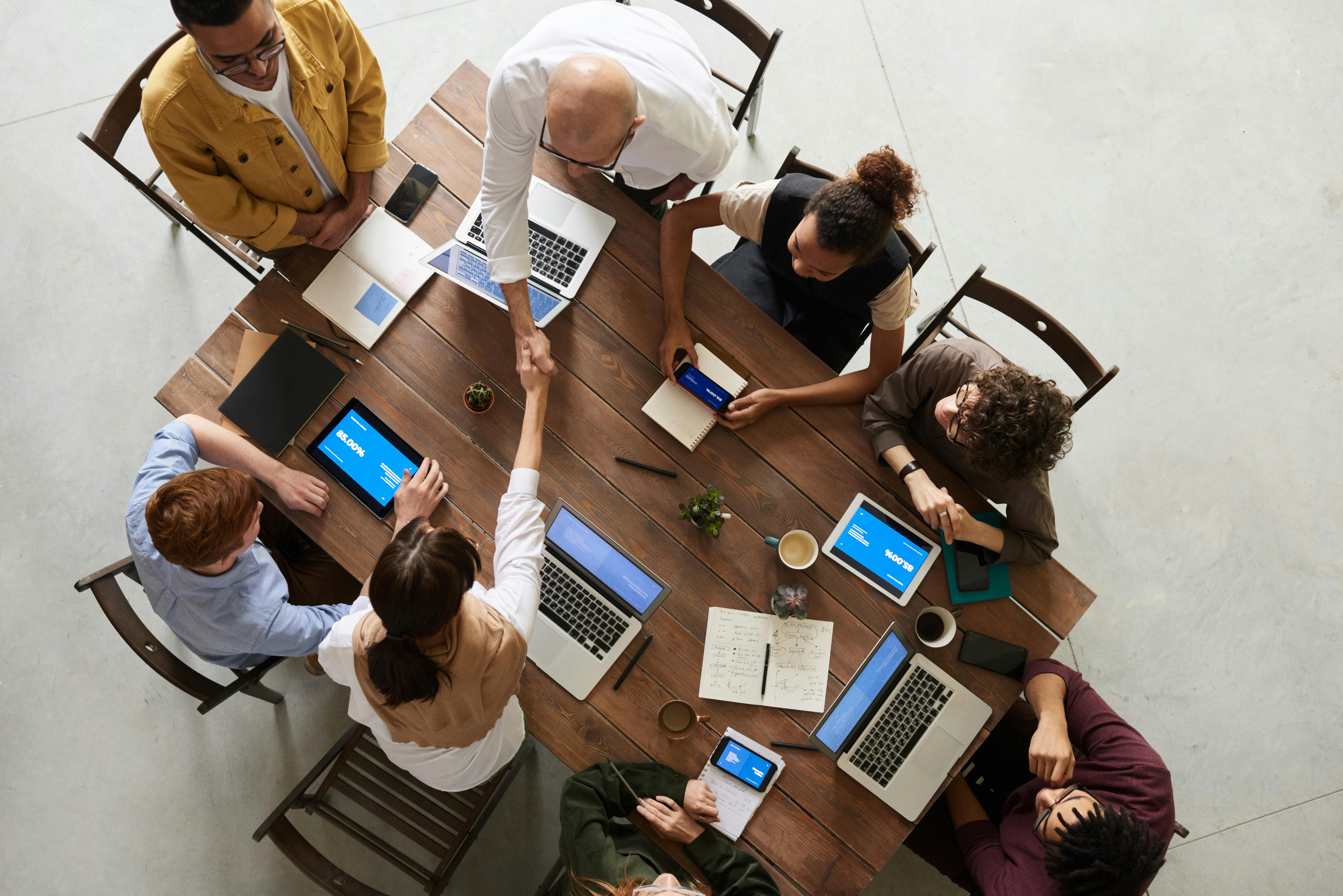 People working at a table