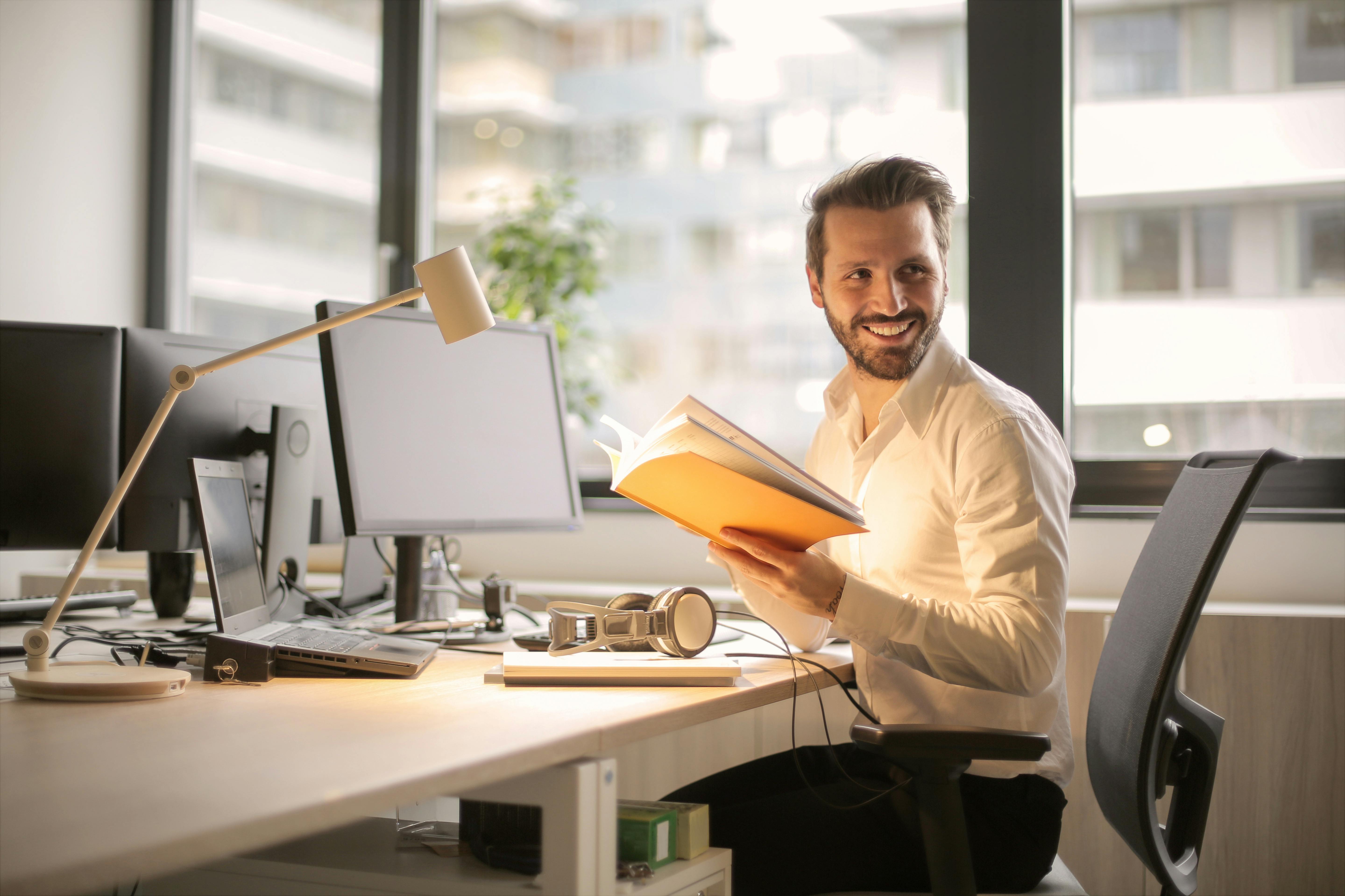 Small business, man at desk