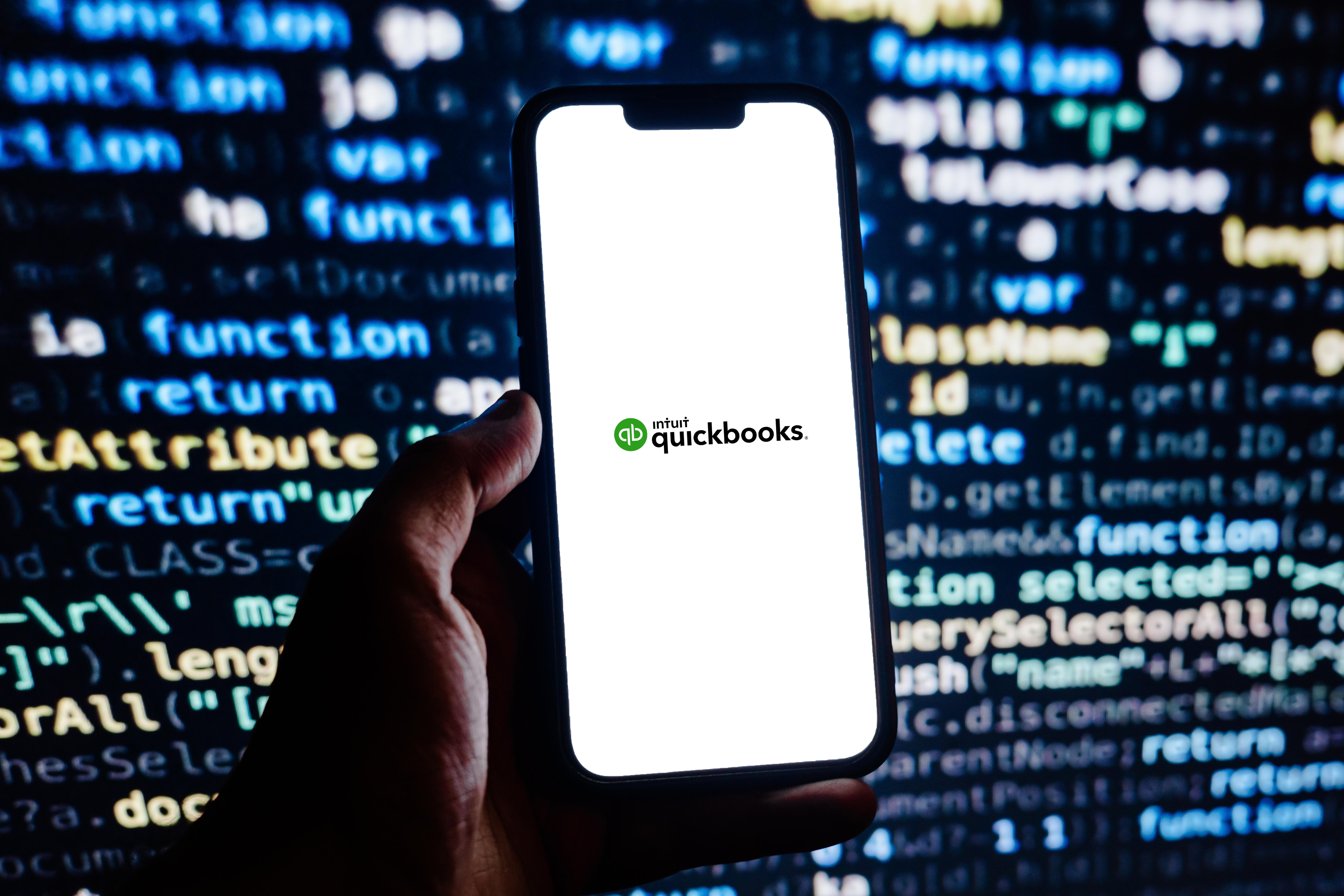 QuickBooks on a phone screen