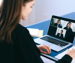 employees working from home and communicating via a video call