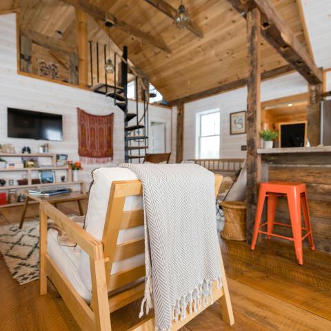 modern farmhouse converted into a furnished Airbnb
