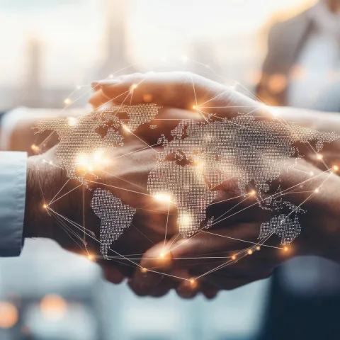 Global business expanding horizons with international CRM development, showcasing interconnected markets