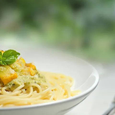 Pasta on White Bowl Besides Fork