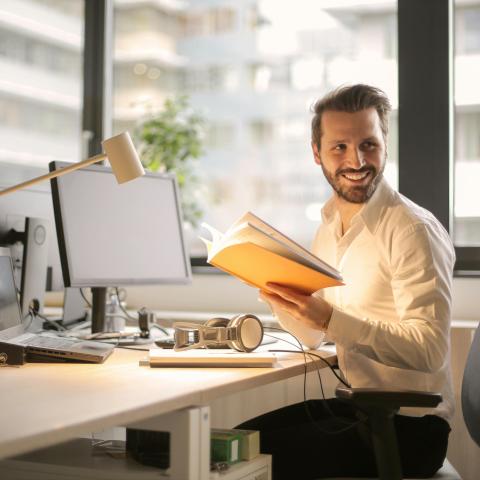 Small business, man at desk